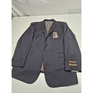 Prontomoda Suit Jacket Mens 46 Long Navy Merino Wool Super 140s Oxford 2B NWT